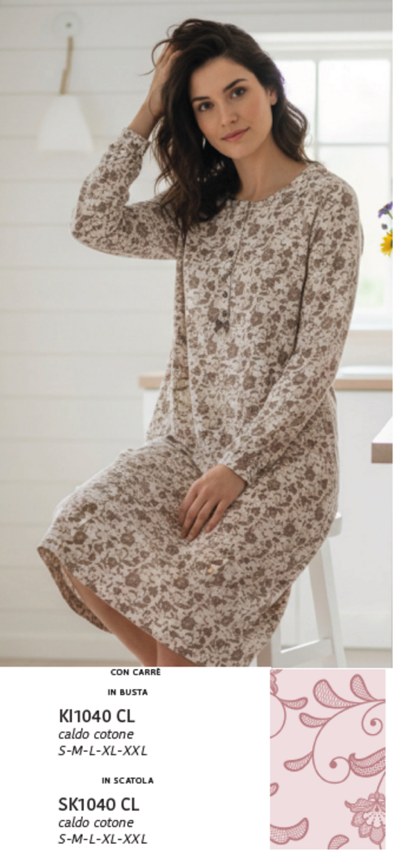 - KI 1040 CL CAMICIA NOTTE DONNA INTERLOCK
